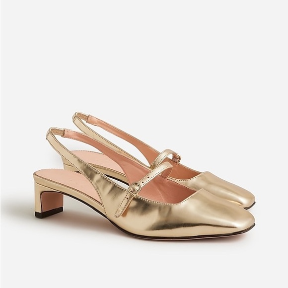 J Crew Layla slingback Mary Jane heels in specchio leather BT903 - Picture 1 of 7
